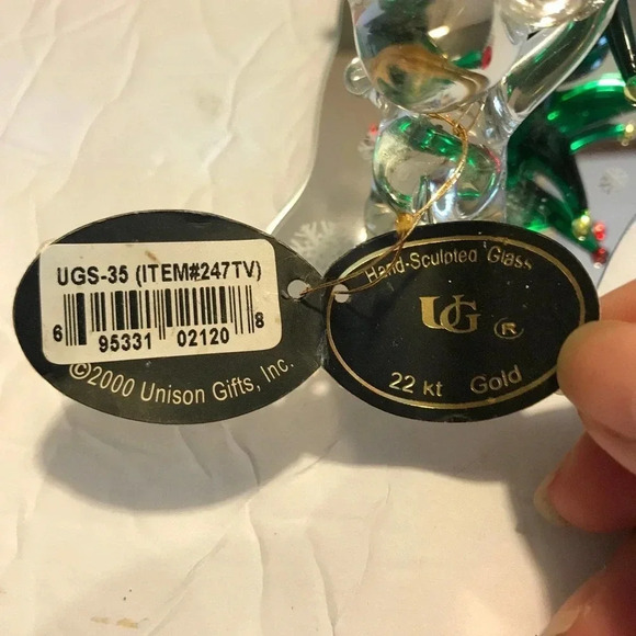 Vintage Hand-Sculpture Glass Christmas tree decorative  22Kt Gold made in 2000 - Picture 4 of 7